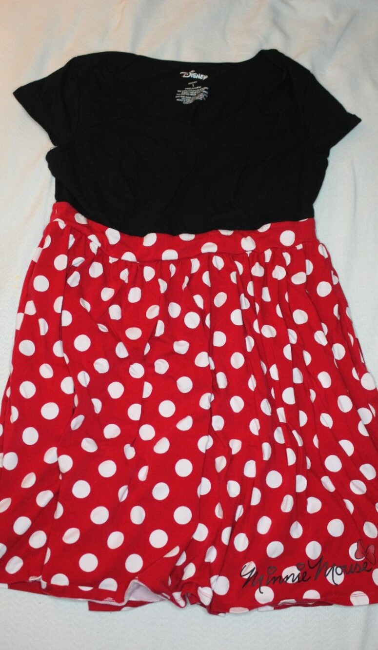 Disney Minnie Mouse Dress Black & Red With White Polka Dots